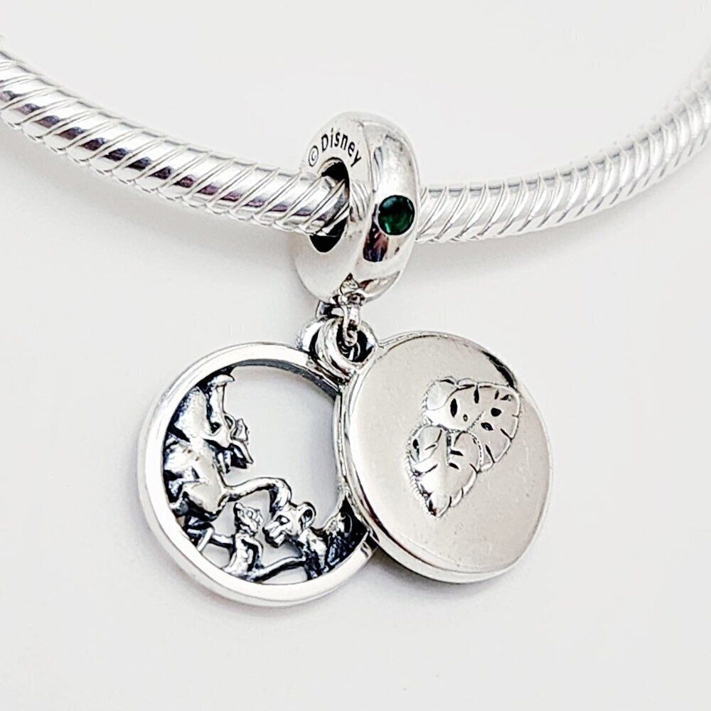 Pandora Disney Lion King Timon and Pumbaa and Simba Green Enamel Dangle Charm - Picture 4 of 6